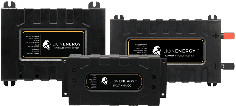 Savanna product line: battery charger, 2,000W inverter, charge controller